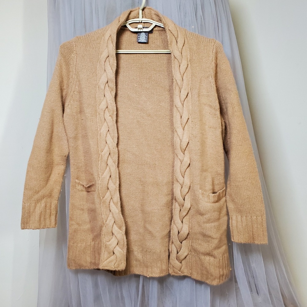 George By Mark Eisen Cashmere Wool Angora Cardigan Size XL Quiet Luxury Knit